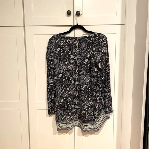 J.Jill Long Sleeve Cotton and Rayon Blue Paisley Tunic Top Size Medium - Picture 2 of 2